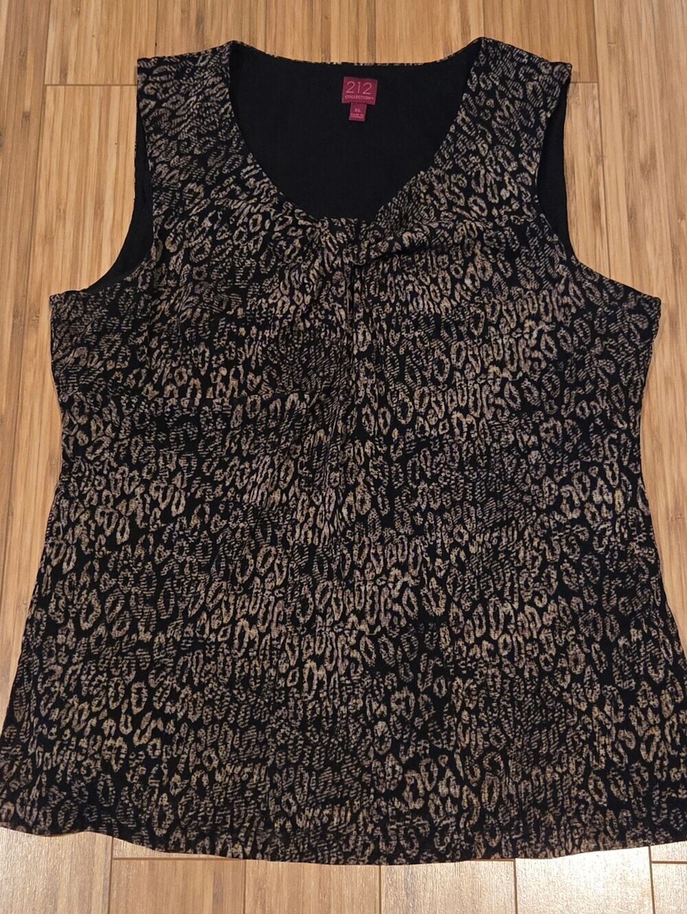 212 Collection Black and Gold Leopard Print Sleeveless Top